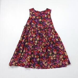 Vintage Handmade Dress Girls Size 6X Floral Corduroy Fall 90s